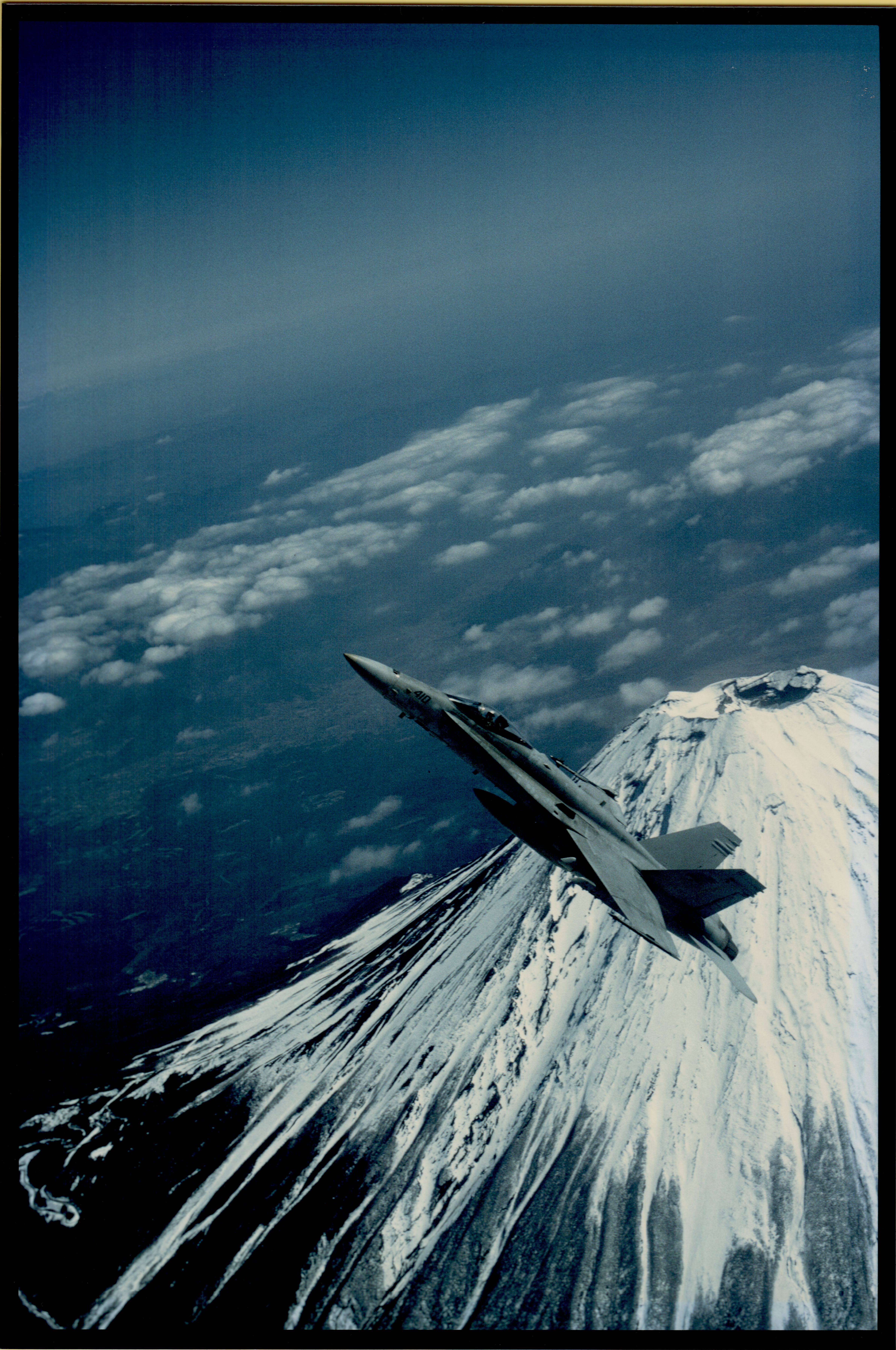 Tony Wright maneuvers his F/A-18 around Mt Fuji Japan.