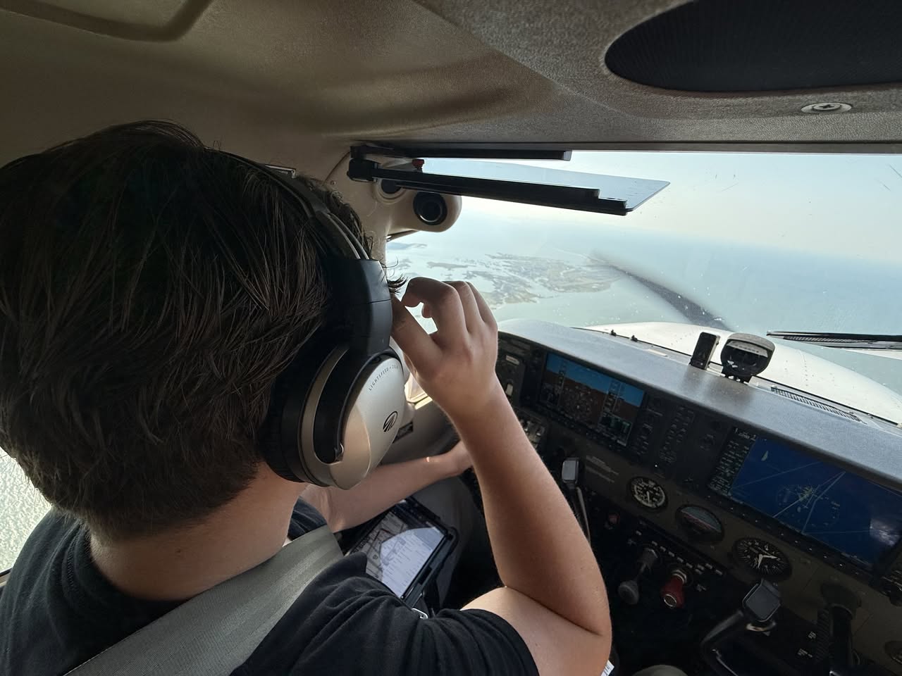 Student landing on a tiny island.