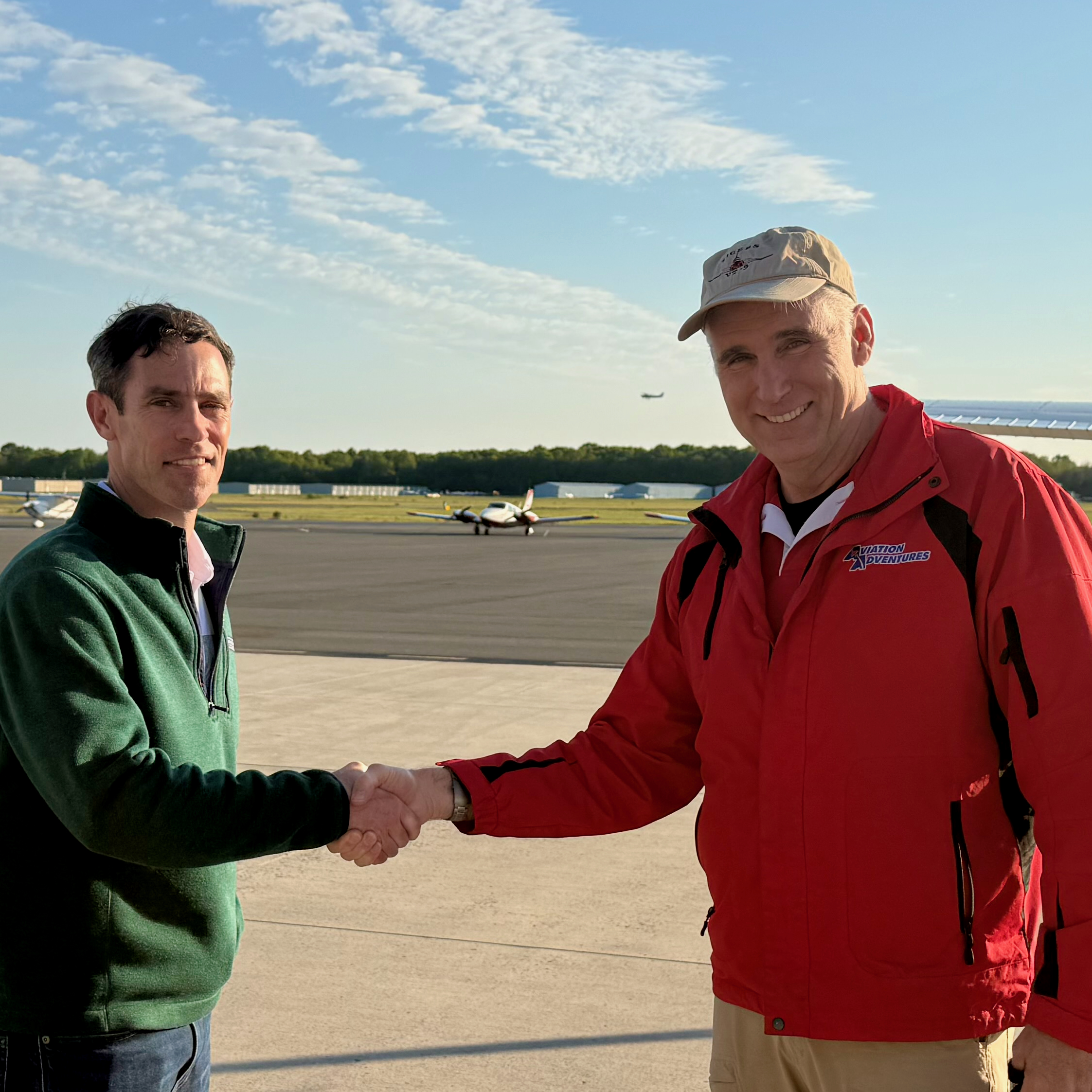 Multi engine student and instructor in front of the PA30.