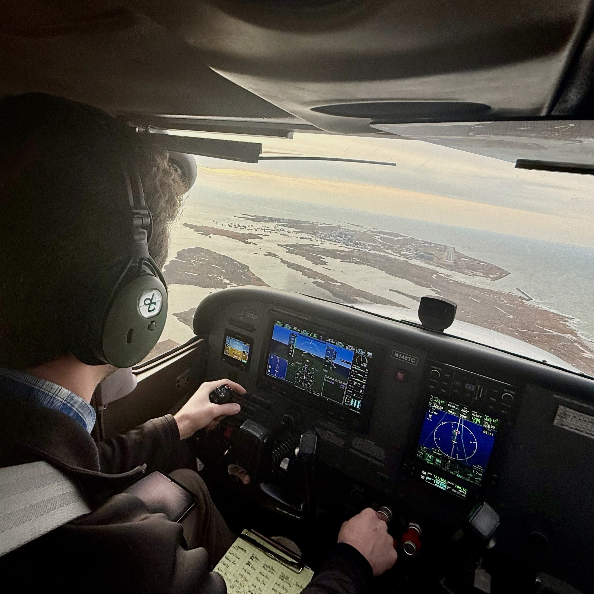 Student landing on a tiny island.